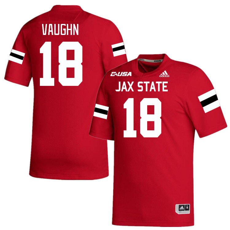 #18 Cam Vaughn Jacksonville State Gamecocks College Football Jerseys Stitched-Red